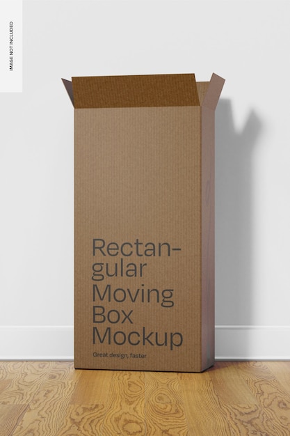 Rectangular moving box mockup opened