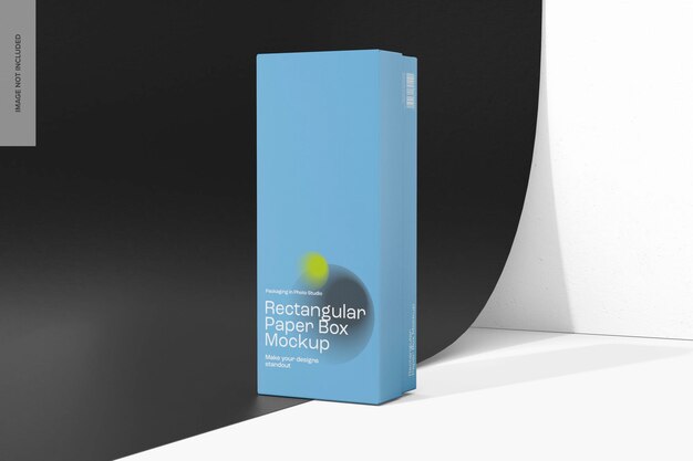 PSD rectangular paper box mockup, right view