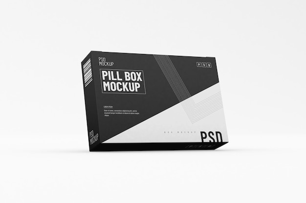 PSD rectangular pill blister box packaging template for product design mockup on clean background