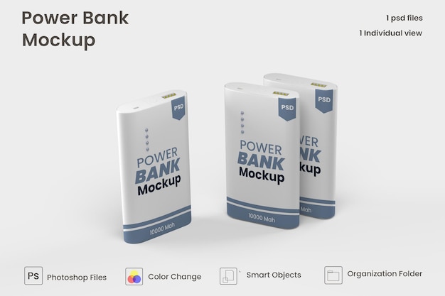 Rectangular power bank mockup premium psd