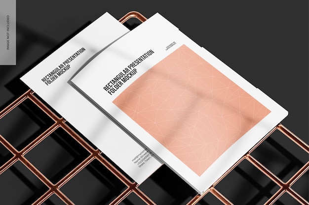 PSD rectangular presentation folder mockup, left view