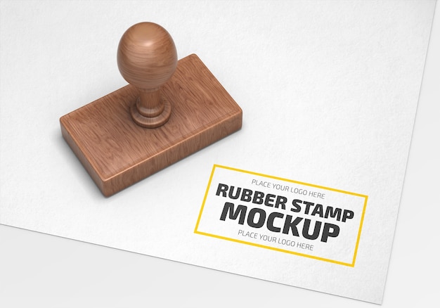 Rectangular rubber stamp logo mockup