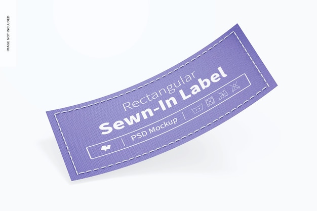 Rectangular sewn-in label mockup, falling