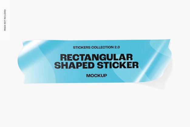 PSD rectangular shaped sticker mockup, top view