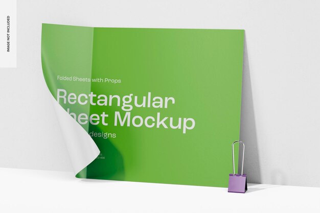 Rectangular sheet with fold marks mockup, leaned