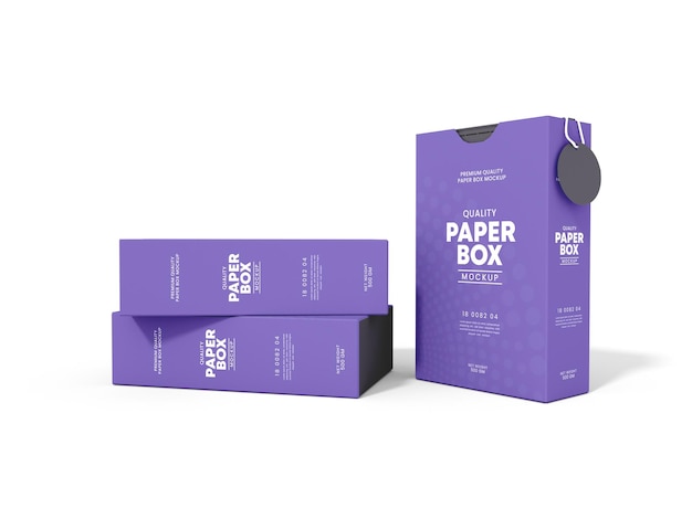 Rectangular stand up paper product packaging box mockup