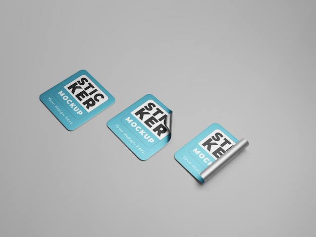 PSD rectangular sticker mockups