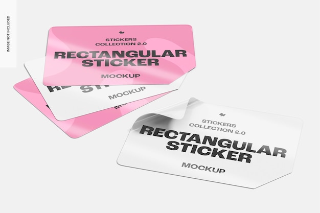 rectangular sticker set mockup