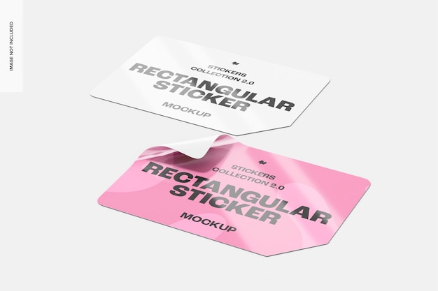 rectangular stickers mockup, perspective