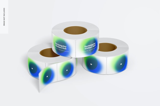 PSD rectangular stickers rolls mockup