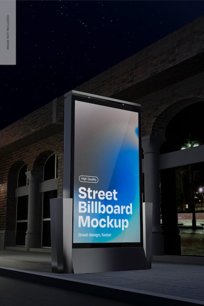 Rectangular street billboard mockup perspettiva