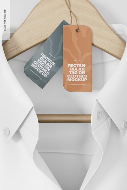 PSD rectangular tag on clothes mockup, front view