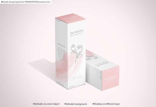 PSD mockup di scatola cosmetica rettangolare alta