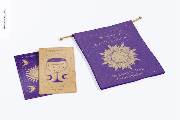 PSD rectangular tarot cards mockup perspective