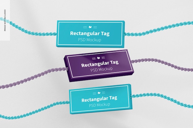 PSD rectangular textile tags set mockup