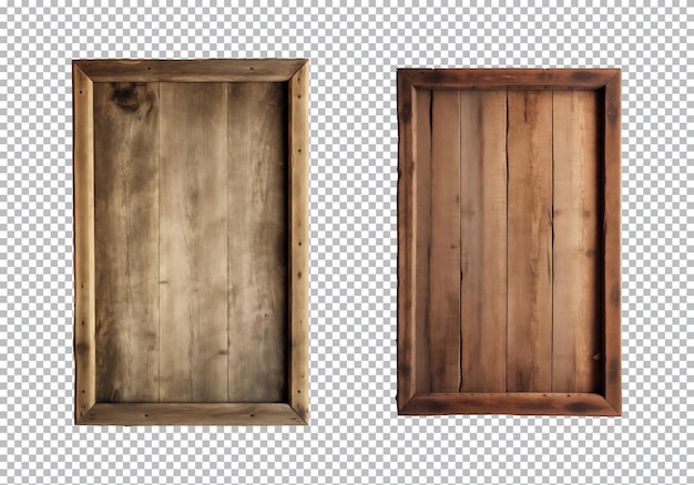 PSD 透明な背景に隔離された長方形の木製のサインボードプレートの板のフレーム
