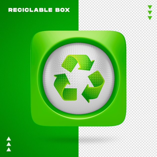 Recyclable Box W 3d Renderin Na Białym Tle