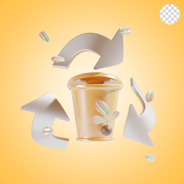 PSD recycle bin 3d icon illustration