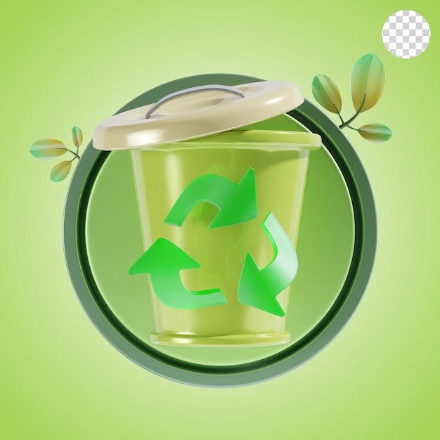 PSD recycle bin 3d icon illustration