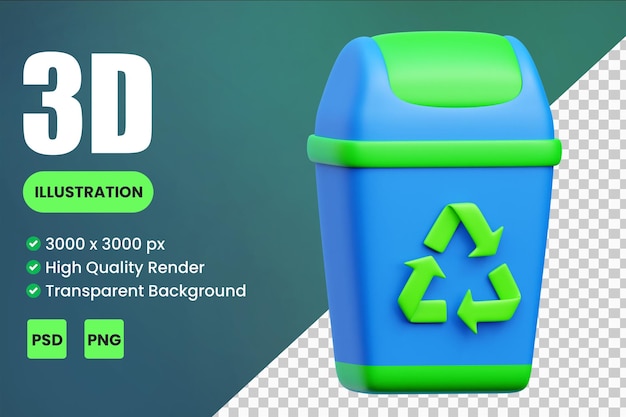 PSD recycle bin 3d icon illustrations