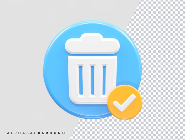 PSD recycle bin icon 3d render illustration element transparent