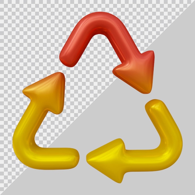 PSD recycle pictogramsymbool of cirkelvormige pijlen in 3d renderen