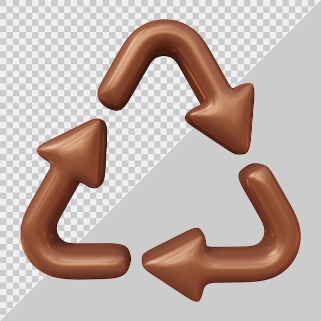 PSD recycle pictogramsymbool of cirkelvormige pijlen in 3d renderen