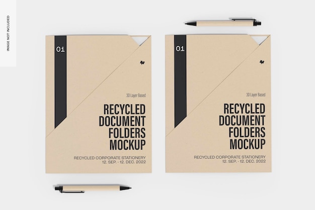 Mockup di cartelle di documenti riciclati