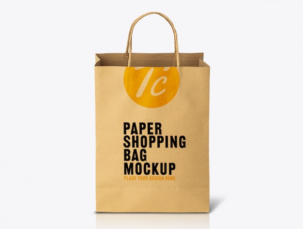 Recycled kraft brown paper bag mockup template for your design