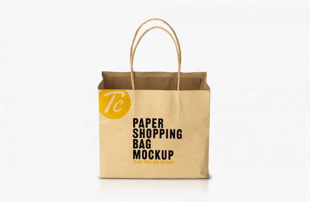 Recycled kraft brown paper bag mockup template