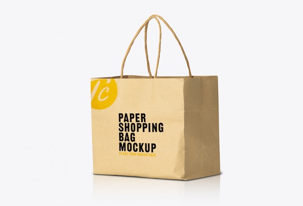 Recycled kraft brown paper bag mockup