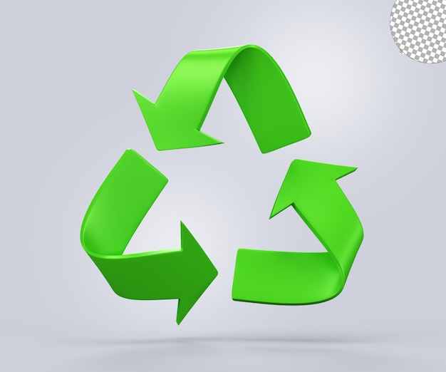 PSD recycling green icon 3d isolated on a transparent background