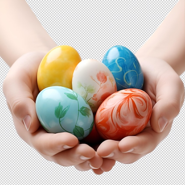 PSD ręczne jajka wielkanocne z dekoracjami