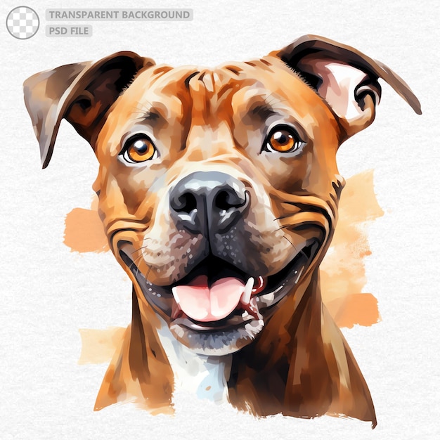 PSD ręcznie malowana akwarela dla psa pitbull