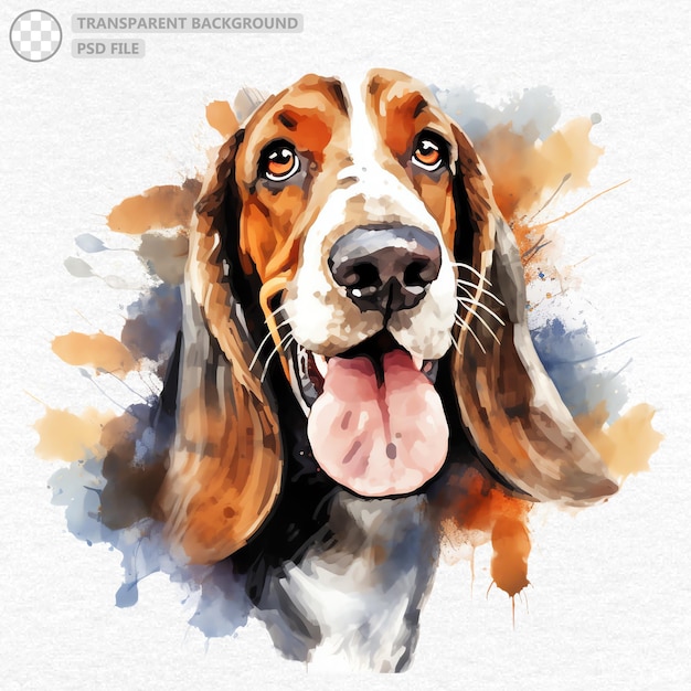 Ręcznie Malowana Akwarela Psa Rasy Basset Hound