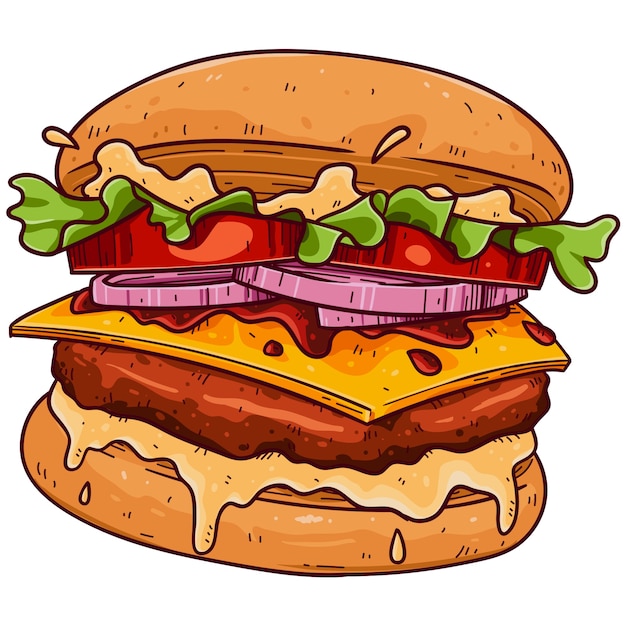 Ręcznie narysowana ilustracja hamburgera