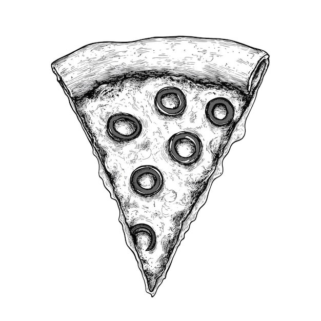 Ręcznie narysowana ilustracja kawałka pizzy