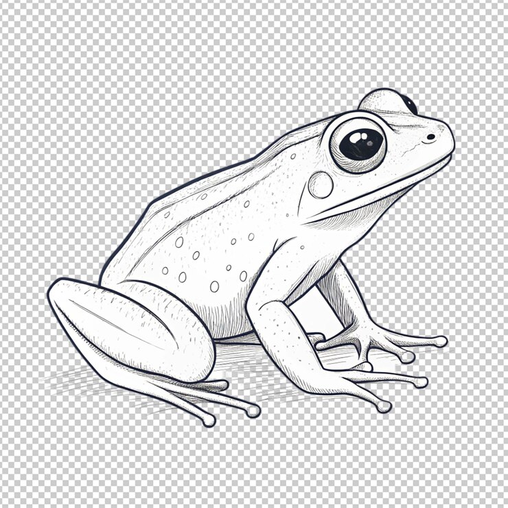 PSD ręcznie narysowana ilustracja konturów żaby