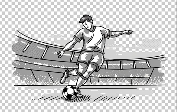 Ręcznie Narysowana Ilustracja Obrysu Piłkarza