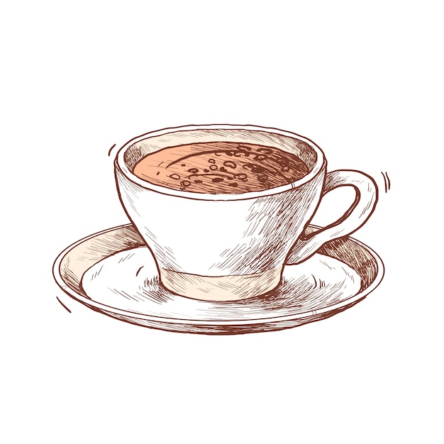 PSD ręcznie rysowana kawa ilustracja