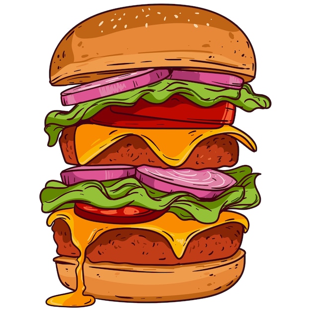 Ręcznie rysowane ilustracja burger
