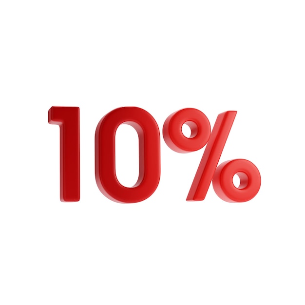 PSD a red 10 % sign in a white background