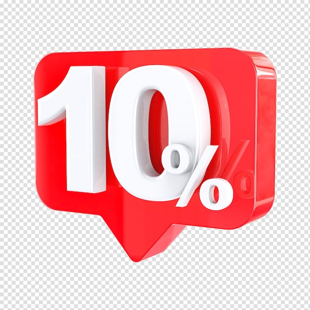 Red 10 text 3d rendering
