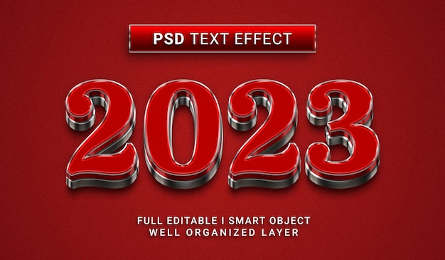 Red 2023 3d style psd text effect