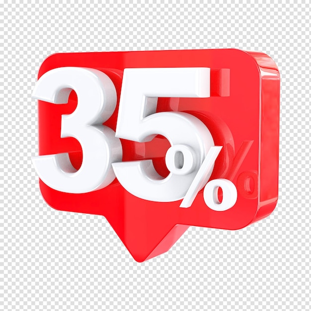 35 紅色文字 3D 渲染