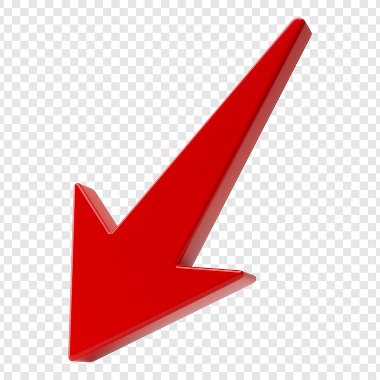 PSD red 3d arrow pointing downwards