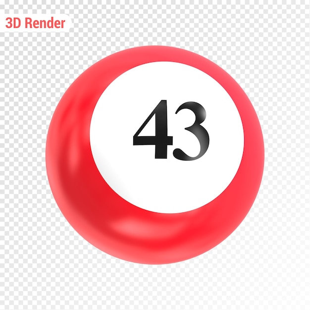 Red 3d ball number