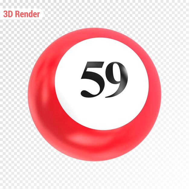 PSD red 3d ball number