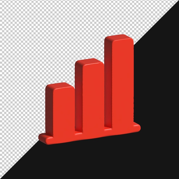 Red 3D Bar Chart Showing Growth and Progress in Finance