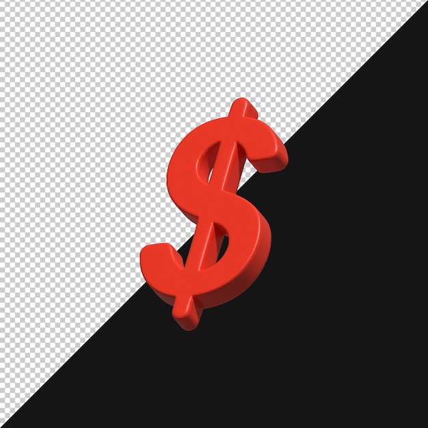 red 3d dollar sign on transparent background